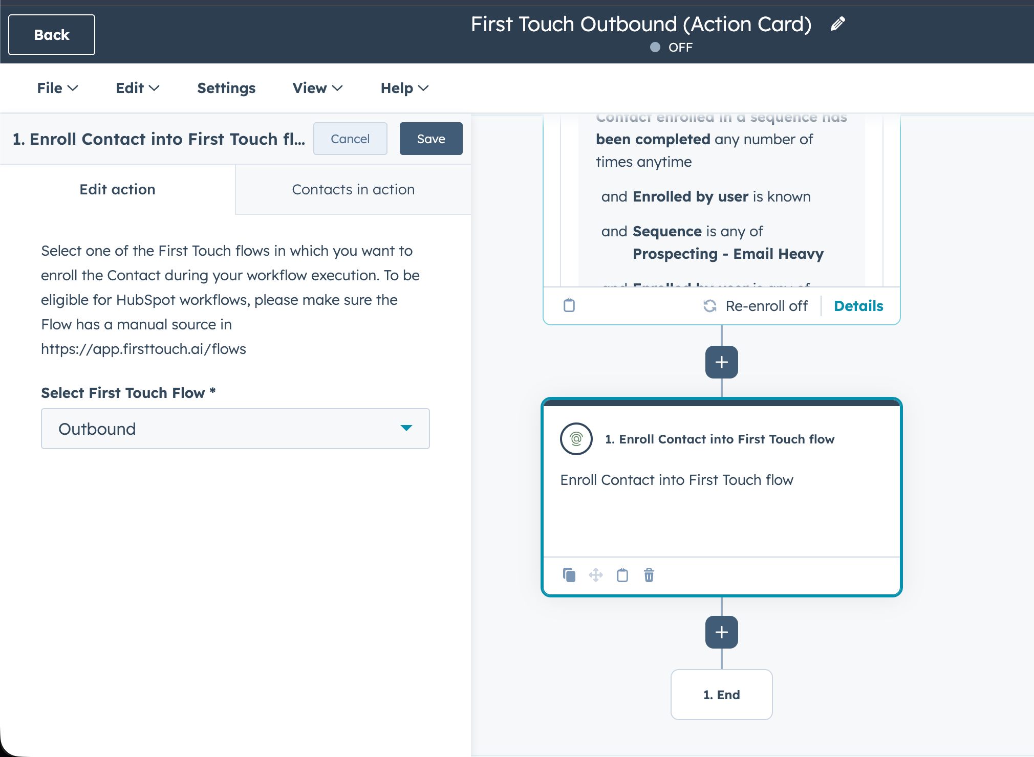 Enroll Contact into outbound flow