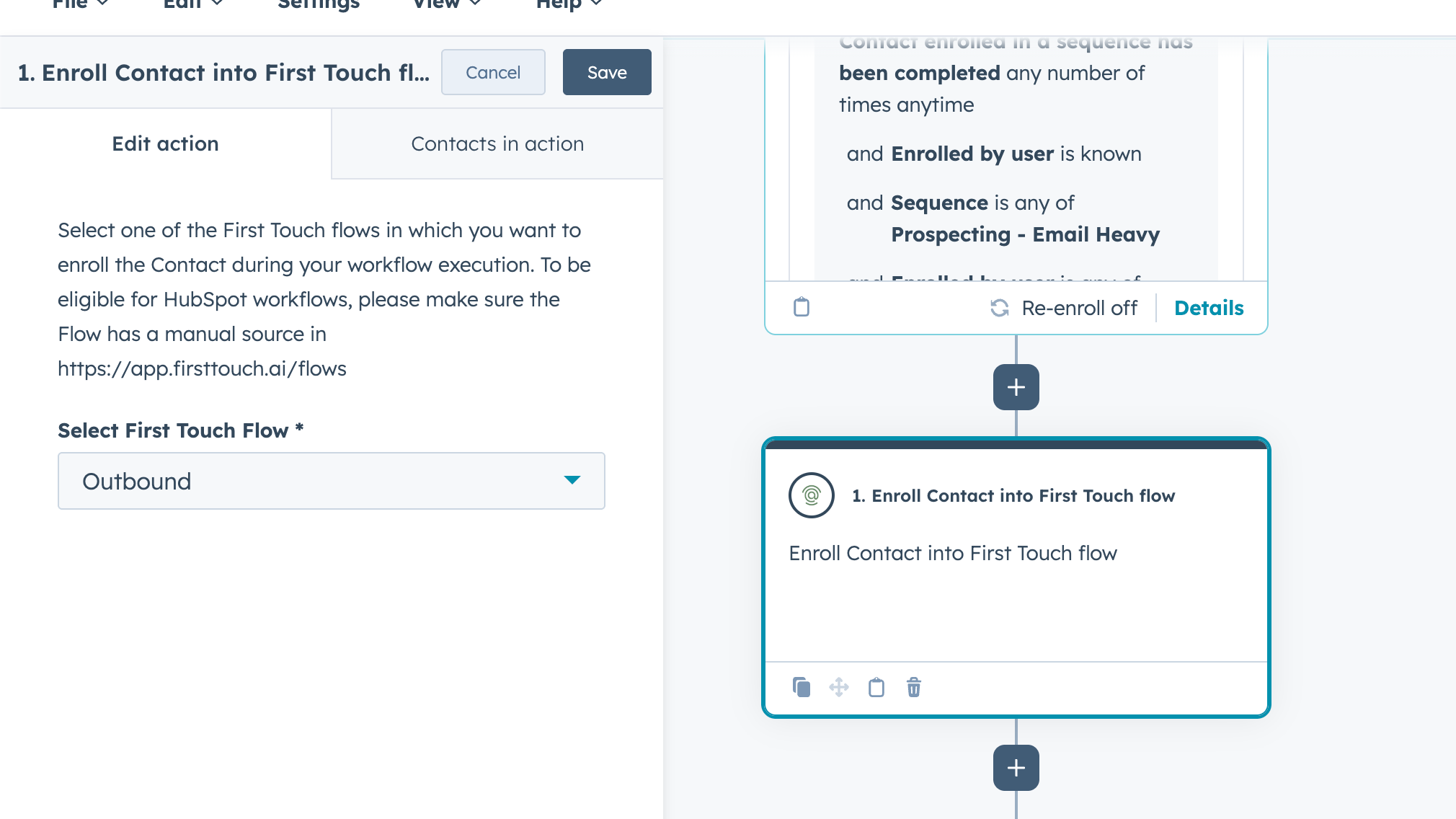 Enroll Contacts into First Touch flows